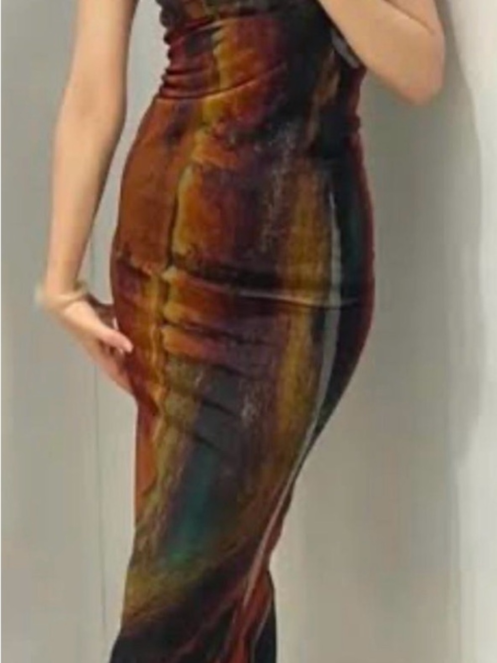 Zara Abstract Multi-Color Bodycon Dress - Women midi